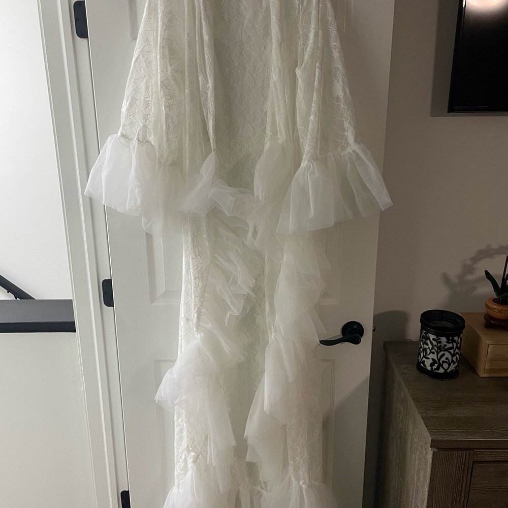 Sheer Ruffled White Curtain Panel - Elegant Window Drapery